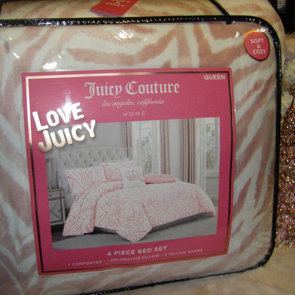 Juicy Couture | Bedding | Juicy Couture Pink Zebra Bed Set Queen Comforter Pillow Shams Pillow 4 ...